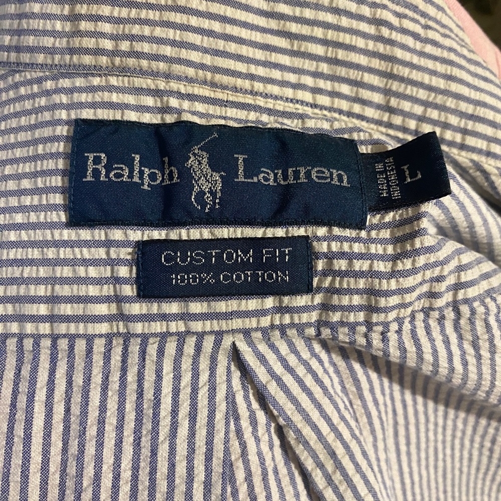 Striped Short Sleeve Custom Cotton Ralph Lauren Shirt; Quality Cotton